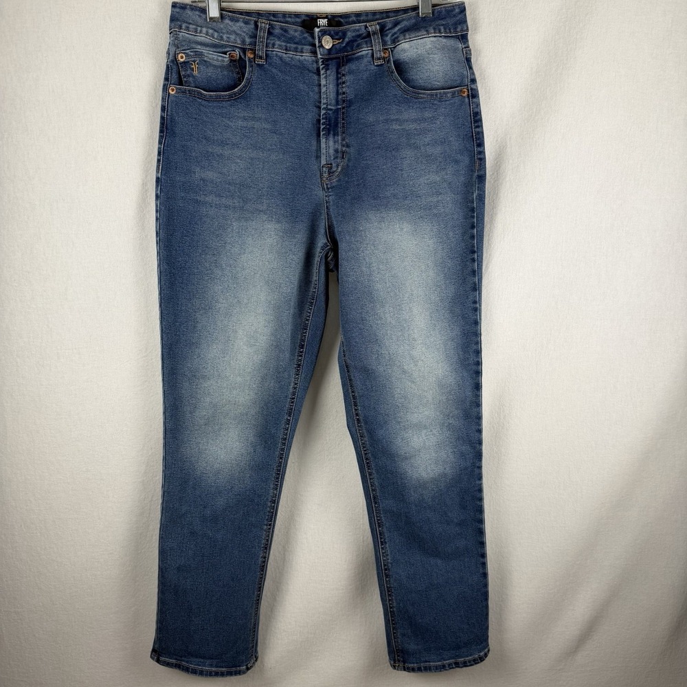Frye Womens High Rise Straight Leg Blue Stretch Denim Jeans Sz 8/29 Med Wash